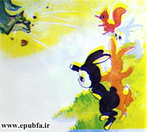 چهارخرگوش کوچولو به چیدن قارچ میروند-کتاب تصویری آموزش اتحاد و همکاری به کودکان-ایپابفا سایت قصه و داستان11